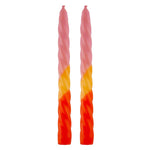 Set of 2 Tapered Candle in Pink-Yellow-Orange | Aesthetic Retro Spiral Ombre Dinner Candlesticks | Gift for Her