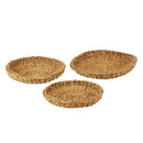 Set of 3 Round Sea Grass Basket Trays | 9-12" Diameters