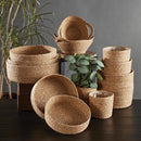 Set of 3 Seagrass Decor Baskets with Handles | Wicker Kitchen Pantry Storage