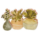 Set of 3 Wooden Succulents Freestanding Plant Decor