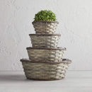 Set of 4 Round Bamboo Basket Set Dual Color