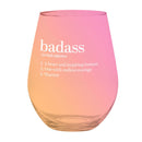 Set of 6 Badass Jumbo Stemless Wine Glass in Orange Pink Ombre | 30 Oz. | Holds an Entire Bottle of Wine