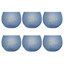 Set of 6 Fancy Another Roly Poly Blue Tinted Glass  | 13 oz.