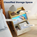LED Nightstand Set with Charging Station & Drawer (Set of 2)