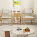 Set of 1/2 Bamboo Nightstand Bedside Table with Storage Drawer and Open Shelf