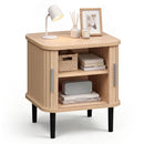 Fluted Nightstand with Sliding Doors and Adjustable Shelf