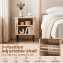 Fluted Nightstand with Sliding Doors and Adjustable Shelf