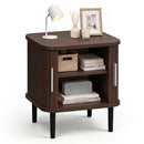 Fluted Nightstand with Sliding Doors and Adjustable Shelf