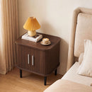 Fluted Nightstand with Sliding Doors and Adjustable Shelf