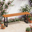 47.5" Acacia Wood Patio Bench with Metal Legs