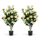 Artificial Camellia Tree 39.5" with Cement Pot - Set of 2