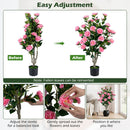 Artificial Camellia Tree 39.5" with Cement Pot - Set of 2