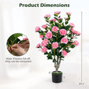 Artificial Camellia Tree 39.5" with Cement Pot - Set of 2