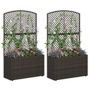 Set of 2 49 Inch Raised Garden Bed with Trellis and Wicker Planter Box