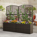 Set of 2 49 Inch Raised Garden Bed with Trellis and Wicker Planter Box
