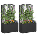 Set of 2 49 Inch Raised Garden Bed with Trellis and Wicker Planter Box