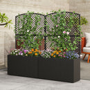 Set of 2 49 Inch Raised Garden Bed with Trellis and Wicker Planter Box