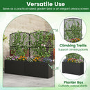 Set of 2 49 Inch Raised Garden Bed with Trellis and Wicker Planter Box