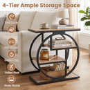 4-Tier Narrow End Table Set of 2 with Storage Shelves