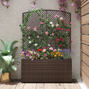 Set of 2 58 Inch Raised Garden Bed with Trellis and Wicker Planter Box