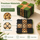 Acacia Wood Interlocking Deck Tiles with Artificial Grass
