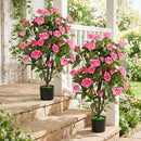 Artificial Rose Tree with Blooming Flowers - Set of 2