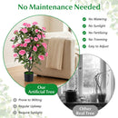 Artificial Rose Tree with Blooming Flowers - Set of 2