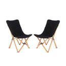 Set of 2 Bamboo Dorm Chair with Storage Pocket for Camping and Fishing