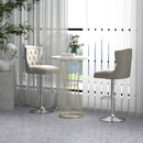 Set of 2 Bar Chairs with Footrest Electroplated Metal Base and Anti-Slip Ring