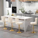 Set of 2 Bar Chairs with Footrest Electroplated Metal Base and Anti-Slip Ring