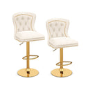 Set of 2 Bar Chairs with Footrest Electroplated Metal Base and Anti-Slip Ring