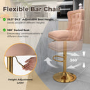 Set of 2 Bar Chairs with Footrest Electroplated Metal Base and Anti-Slip Ring