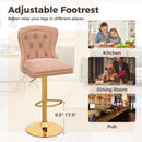 Set of 2 Bar Chairs with Footrest Electroplated Metal Base and Anti-Slip Ring