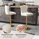 Set of 2 Bar Chairs with Footrest Electroplated Metal Base and Anti-Slip Ring