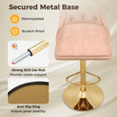 Set of 2 Bar Chairs with Footrest Electroplated Metal Base and Anti-Slip Ring