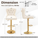 Set of 2 Bar Chairs with Footrest Electroplated Metal Base and Anti-Slip Ring