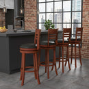 Set of 2 360° Bar Stools with PU Upholstered Seats-Brown