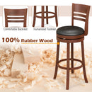 Set of 2 360° Bar Stools with PU Upholstered Seats-Brown