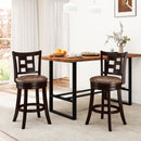 Set of 2 Bar Stools Swivel Bar Chairs with Footrest and Lattice Backrest