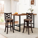 Set of 2 Bar Stools Swivel Bar Chairs with Footrest and Lattice Backrest