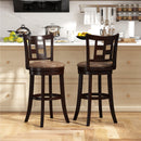 Set of 2 Bar Stools Swivel Bar Chairs with Footrest and Lattice Backrest