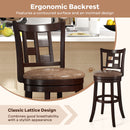 Set of 2 Bar Stools Swivel Bar Chairs with Footrest and Lattice Backrest