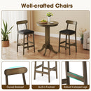 Set of 2 Bar Stools Upholstered with Rubber Wood Legs and Footrests-Oak
