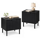 Modern Nightstand Set of 2 with Vertical Striped Drawer
