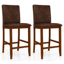 Set of 2 Counter Barstools with Rubberwood Legs and Upholstered Seat-Walnut