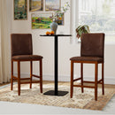Set of 2 Counter Barstools with Rubberwood Legs and Upholstered Seat-Walnut