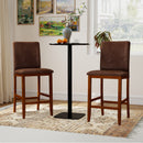 Set of 2 Counter Barstools with Rubberwood Legs and Upholstered Seat-Walnut