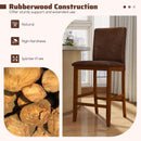 Set of 2 Counter Barstools with Rubberwood Legs and Upholstered Seat-Walnut