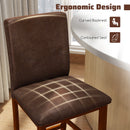 Set of 2 Counter Barstools with Rubberwood Legs and Upholstered Seat-Walnut