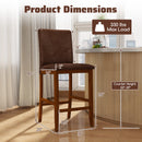 Set of 2 Counter Barstools with Rubberwood Legs and Upholstered Seat-Walnut